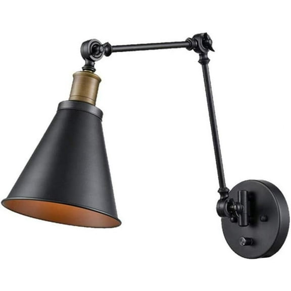 Vintage Swing Arm Wall Sconce, Retro Metal Wall Light, E26 Bulb Wall Mounted Wall Lamp, Reading Lamp for Bedroom/Living Room/Hallway,B