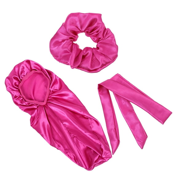 LULULION 1Set Adults Rosy Satin Sleeping Bonnet Set Lightweight Hair Care Hat for Sleep