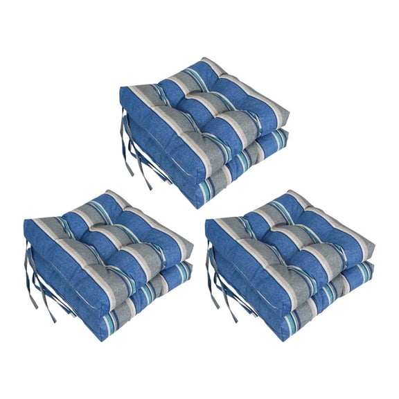 Blazing Needles 16-inch Square Tufted Outdoor Chair Cushion, 16 x 16, Sovaro Denim 6 Count
