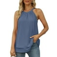 thumbnail image 4 of Womens Halter Tank Tops Summer High Neck Double Layers Sleeveless Tops, 4 of 4