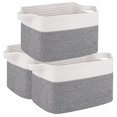 thumbnail image 1 of Cesta de almacenamiento OIAHOMY 13 x 25 x 22 cm, 100% algodón, color blanco y gris, 1 of 7