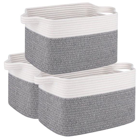 Cesta de almacenamiento OIAHOMY 13 x 25 x 22 cm, 100% algodón, color blanco y gris