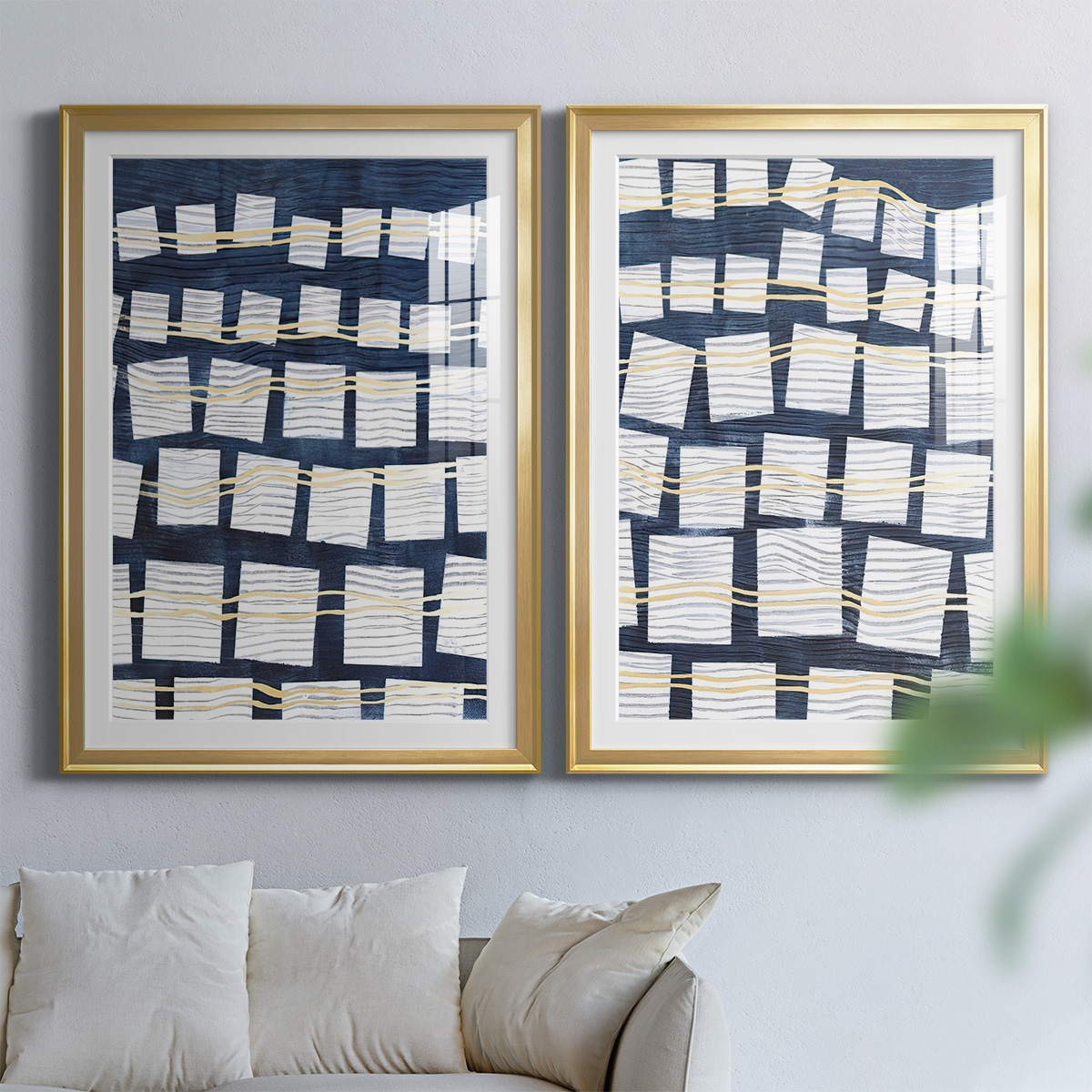 Wexford Home Networks III Premium Framed Print, 30.5" x 42.5" - Ready to Hang, Gold (Set of 2)