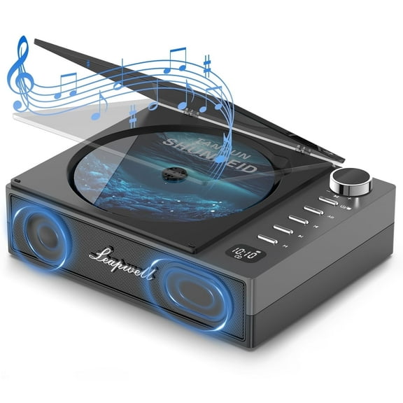 CD Player Portable, Leapwell CD Player Bluetooth Desktop CD Players for Home with Speakers Rechargeable Small Retro CD Player with LCD Screen Optical USB Black