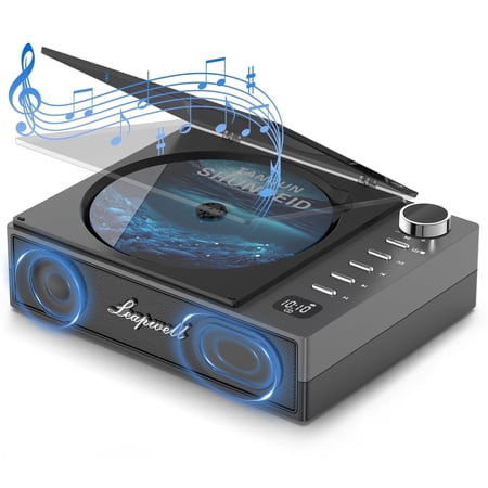 CD Player Portable, Leapwell CD Player Bluetooth Desktop CD Players for Home with Speakers Rechargeable Small Retro CD Player with LCD Screen Optical USB Black
