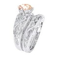thumbnail image 2 of AFFY 2.09 Carat Round Shape Simulated Morganite & Natural Diamond Bridel Set Ring 14K Solid White Gold Ring Size-9.5, 2 of 2