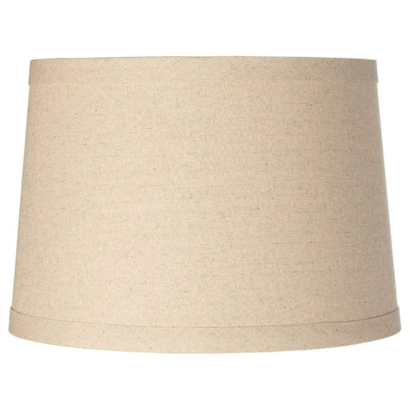 Burlap Medium Drum Lamp Shade 14" Top x 16" Bottom x 11" High (Spider) Replacement with Harp and Finial - DyGTyX