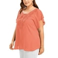 thumbnail image 3 of MAWCLOS Women Plus Size Blouse Short Sleeve V Neck Basic Tunic Tops Summer Casual Loose Shirts Tee, 3 of 5