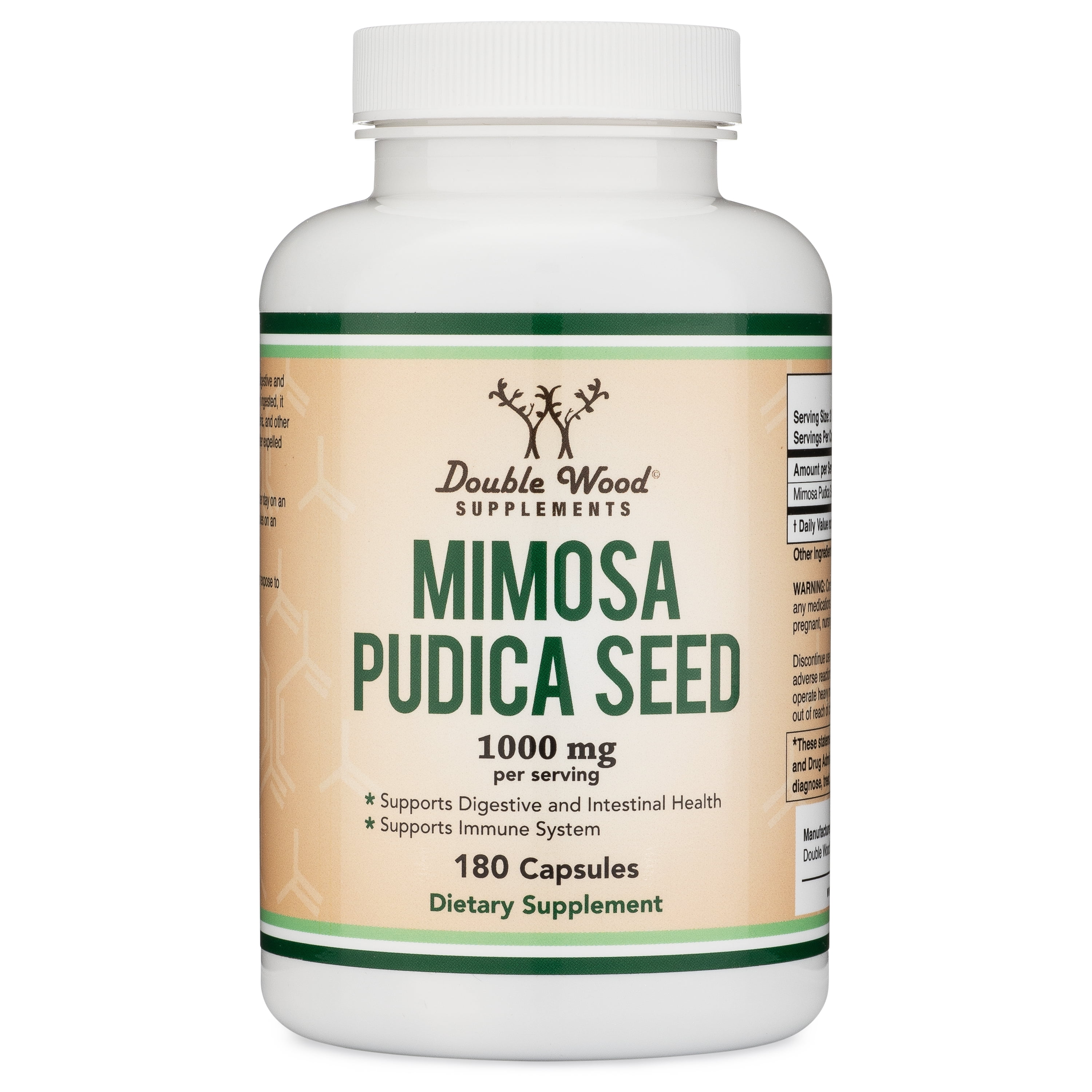 Mimosa Pudica Seed Capsules (180 Capsules, 3 Month Supply) 1000mg per Serving for Intestinal