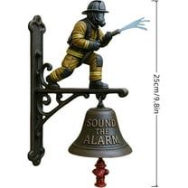 Firefighter Hydrant Wall Bell – Commemorative Doorbell with Loud Alarm Sound, Metal & Resin Wall Mount Bell for Patio, Porch, Home or Fence Décor