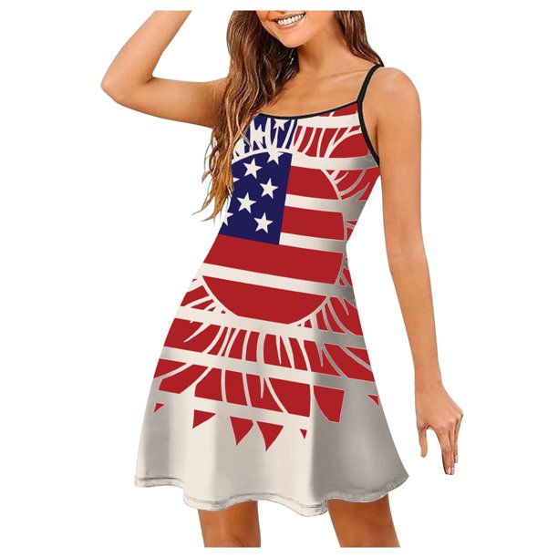 WILLBEST Vestido Lino Vestidos De Verano Para Mujer Día De La Independencia Casual Minifaldas Sin Mangas