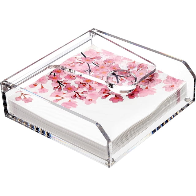 Servilletero acrílico transparente, soporte para servilletas de mesa, diseño moderno y elegante, adecuado para interiores y exteriores