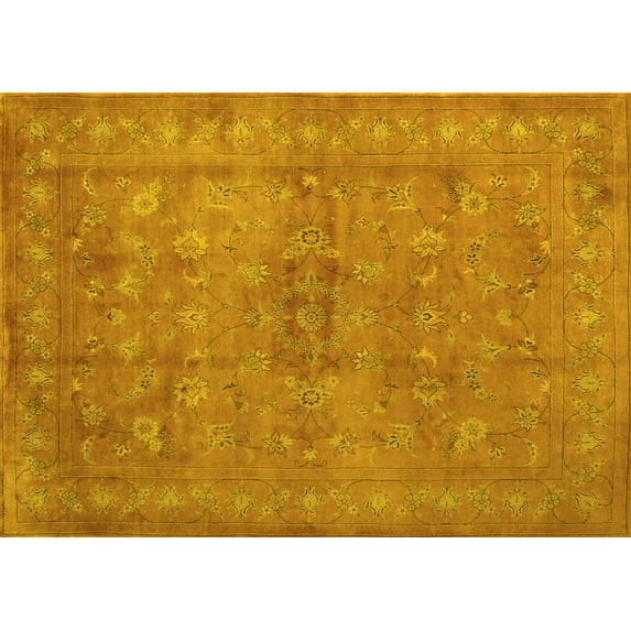Ahgly Company Indoor Rectangle Abstract Yellow Contemporary Area Rugs, 2' x 3'