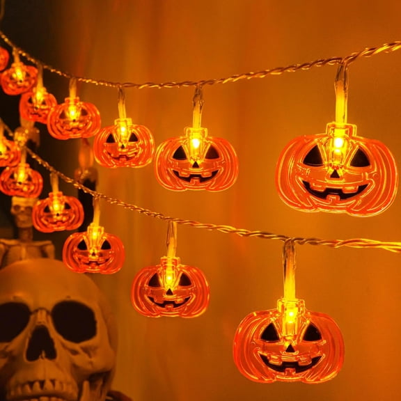 10Ft Halloween Lights Pumkin Lights,20LED with Timer 8 Modes Battery Operated Indoor Outdoor for Halloween Decorations, Pumpkin Decor