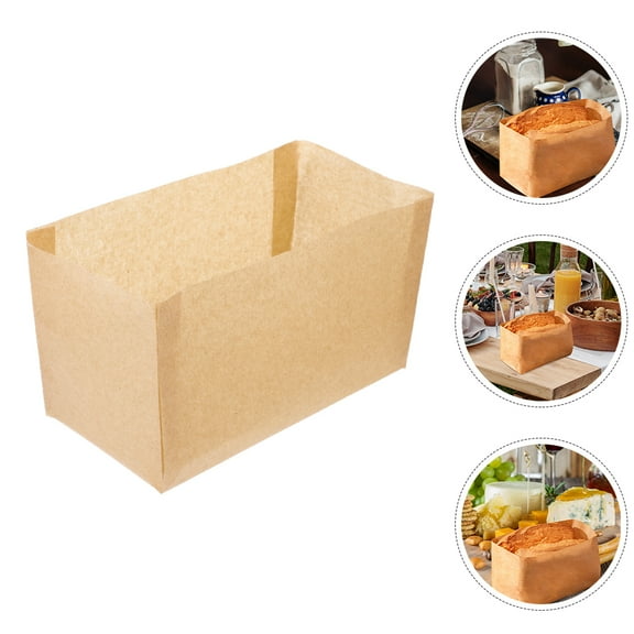 Hytrove 50Pcs Bread Paper Pans Khaki Wood Pulp for Baking