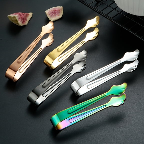 Soumake Ice Tongs Wing Shape Non-slip Handle Good Grip Mirror Polished Easy to Clean Stainless Steel Food Serving Tongs Ice Cube Picker Kitchen Accessories