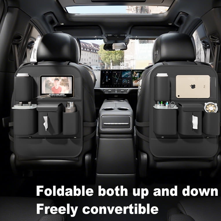 GMQ Backseat Car Organizer with Touch Screen,Protectors Kick Mats Travel Accessories for Kids,Multifunctional Seat Back Organizer Car Travel Organizer Accessories