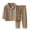 Brown, variant on Kids Boys Girls Soft Cotton loungewear Set Teens Ribbed Button down Nightwear Set Long Sleeve Sleepwear with Pants 2PCS 