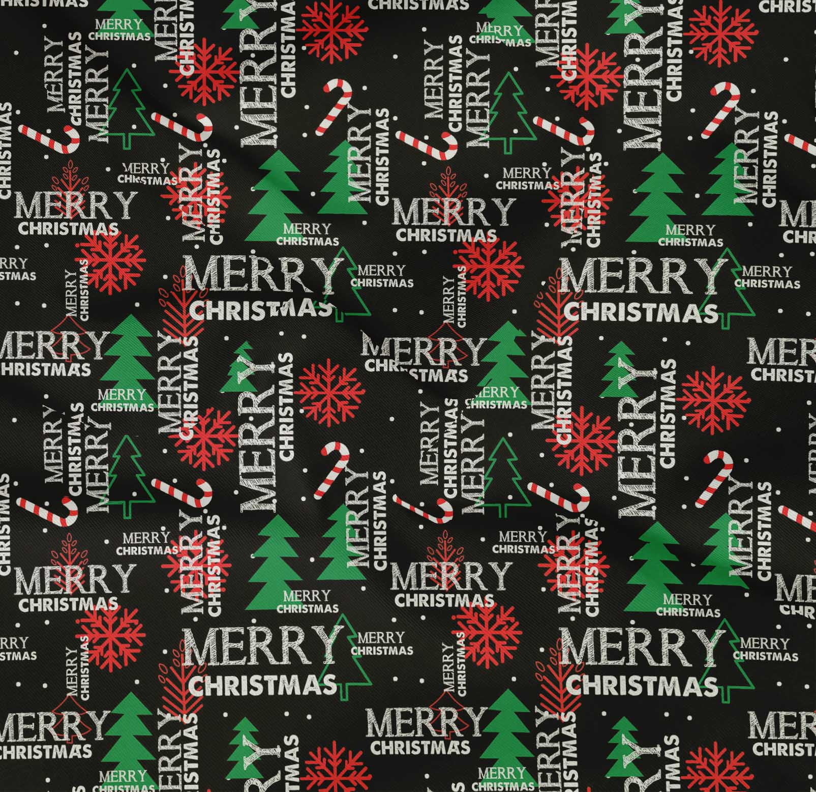 oneOone Cotton Poplin Twill Black Fabric Merry Christmas Quilting Supplies Print Sewing Fabric By The Yard 56 Inch Wide-NOQ