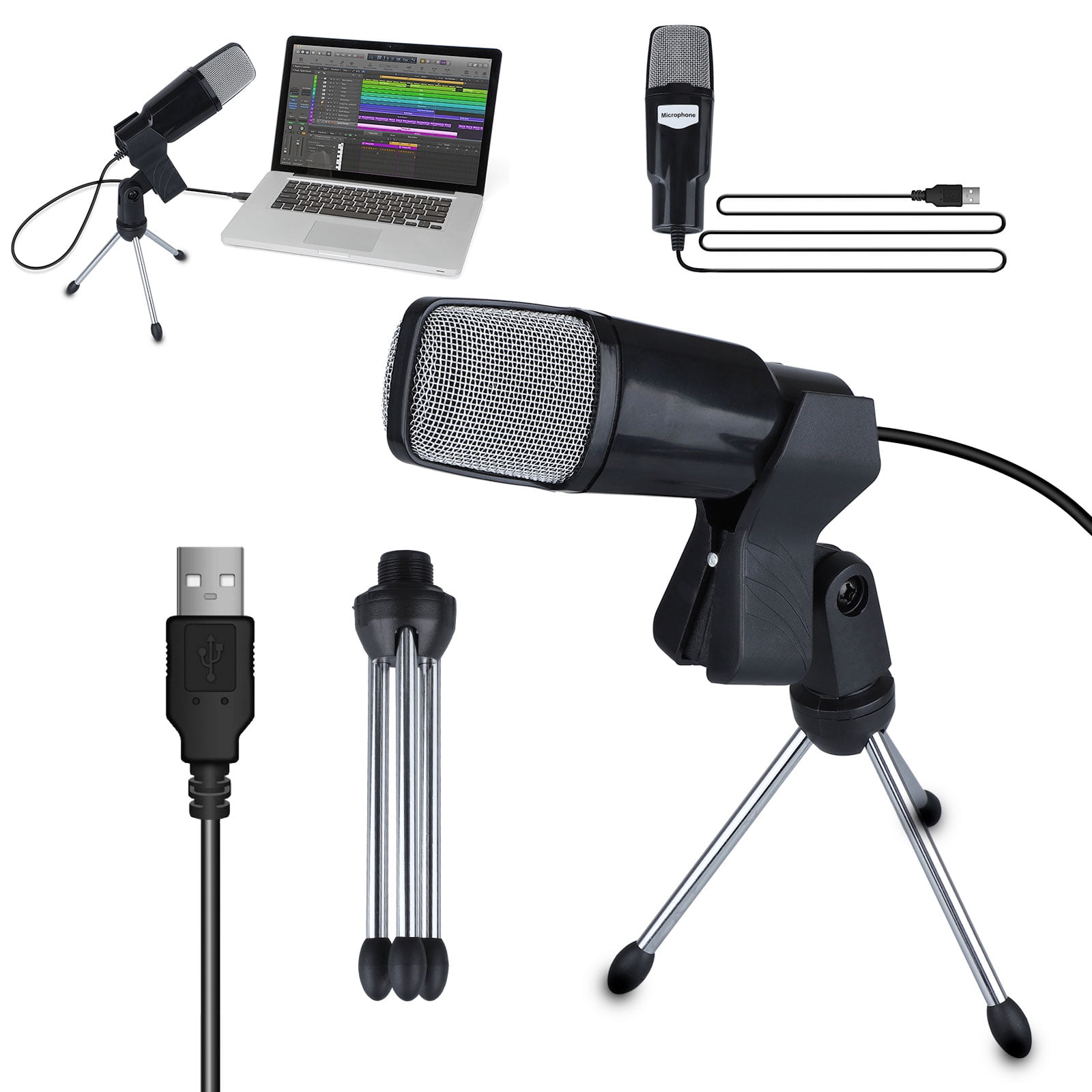 Usb Microphone Eeekit Condenser Mic For Computer Pc Podcasting Vlog Youtube Studio Recording Skype Stream Voice Over Vocal Dictation With Desktop Tripod Stand 6ft Audio Cable Walmart Com Walmart Com