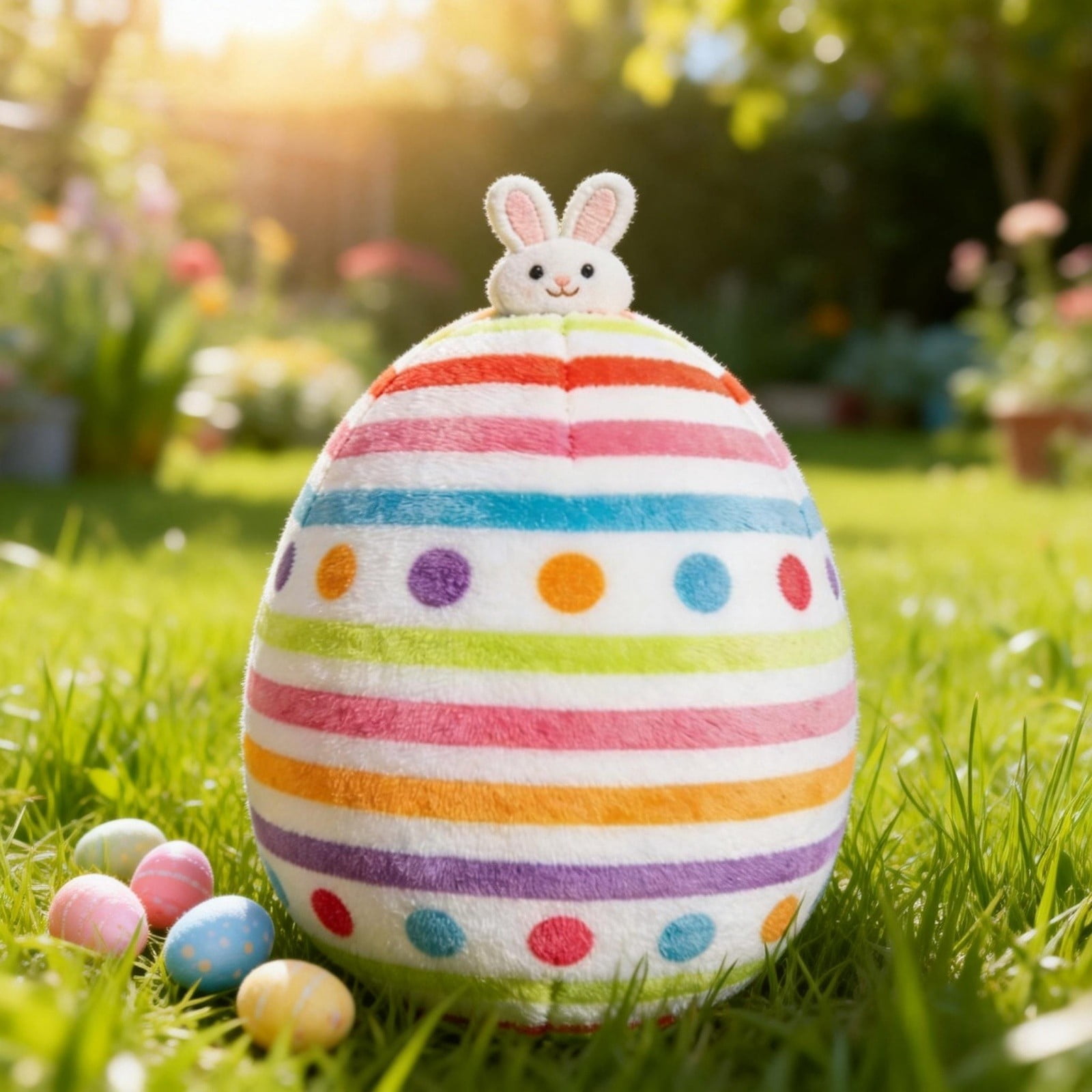 Easter Bunny Plush Toy with Eggs Set, Soft Rabbit Stuffed Animal Doll, Spring Party Favor Decor, Cute Plushie for Easter Basket Stuffers, Egg Prize for K-ids and Adults