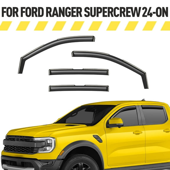 AEROGUYS Extra Durable Window Deflectors In-Channel Window Visors Rain Guards Fit for Ford Ranger 2024-2026 SuperCrew, Sun Visors, Wind Vent Visors, vent shades, Exterior Car Accessories-4 pcs AG0748