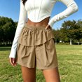 thumbnail image 5 of Stylish Layered Shorts for Women Loose Elastic Waist Straight Leg Drawstring Casual Shorts, 5 of 6