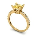 thumbnail image 2 of 1.71 ctw Solitaire with Zirconia Diamond Accents Anniversary Ring for Women | Round Cut Natural Citrine | Hyperallergenic Solid 18K Yellow Gold, 2 of 5