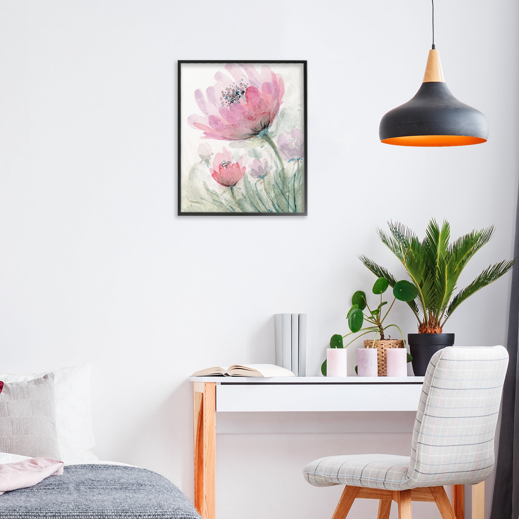 Stupell Industries Pink Flower Blossoms Black Framed Giclee Art, design by Patti Bishop