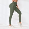 thumbnail image 4 of HKYNLAG Leggings with Pockets for Women Tummy Control Workout Sports Yoga Athletic Leggings with Pockets Army Green M, 4 of 5