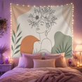 thumbnail image 2 of Floral Garden Portrait with Figure Profile Thin Eyes, Nostalgic Vintage for Botanical Art Lovers, Botanical Wall Art, Mother'S Day Gift, Tapestry Wall Hanging for Bedroom and Dorm, 2 of 6