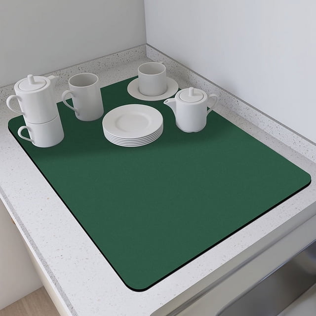 Zhuge Alfombrilla de secado de platos para cocina Alfombrilla absorbente de agua Alfombrilla de secado para utensilios grande para utensilios (verde)
