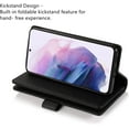 thumbnail image 4 of Wallet Case for Samsung Galaxy S22 Ultra 5G, Magnetic Handbag Zipper Pocket PU Leather Flip with 9 Card Slots and Wrist Strap Folio TPU Inner Stand Case - Black, 4 of 15