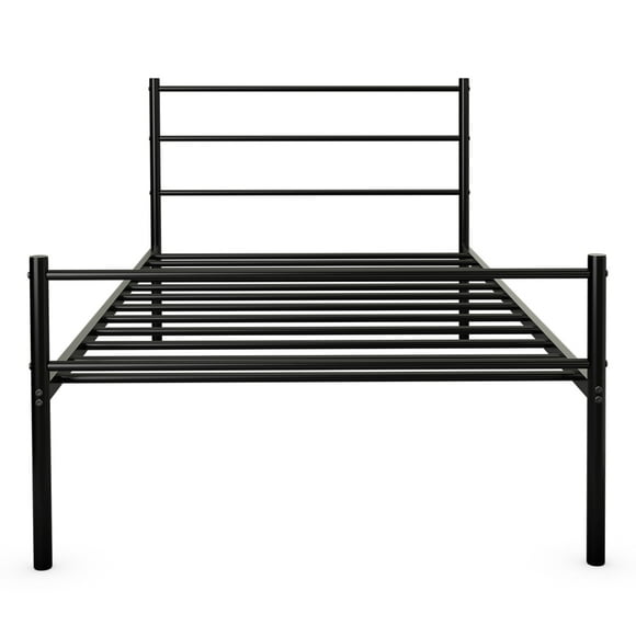 Patiojoy Twin Size Bed Frame Platform Mattress Foundation with Headboard & Footboard Black