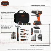BLACK+DECKER 20V Drill/Driver, 1.5Ah, 83 Piece Set, Battery and Charger Included