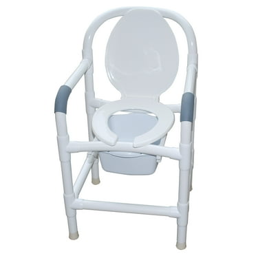 MJM International 118-C10 Bedside Commode with static legs, slide out square commode pail, no backrest mesh sling
