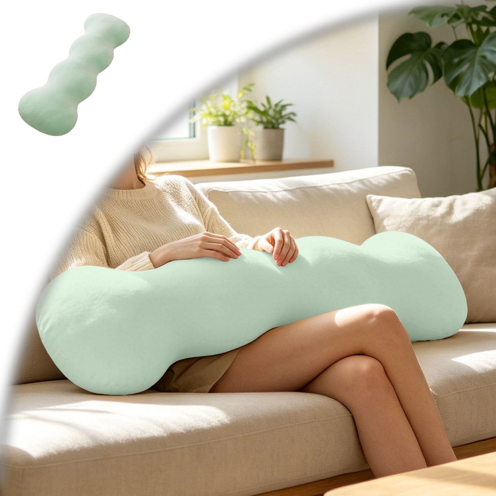 2026 New Pea Pod Body Pillow for Side Sleeper, Ergonomic S-Shaped Full Body Support Pillow for Adults, Long Cooling Hug Pillow for Back Neck Hip & Leg Support, Soft Bolster Pillow