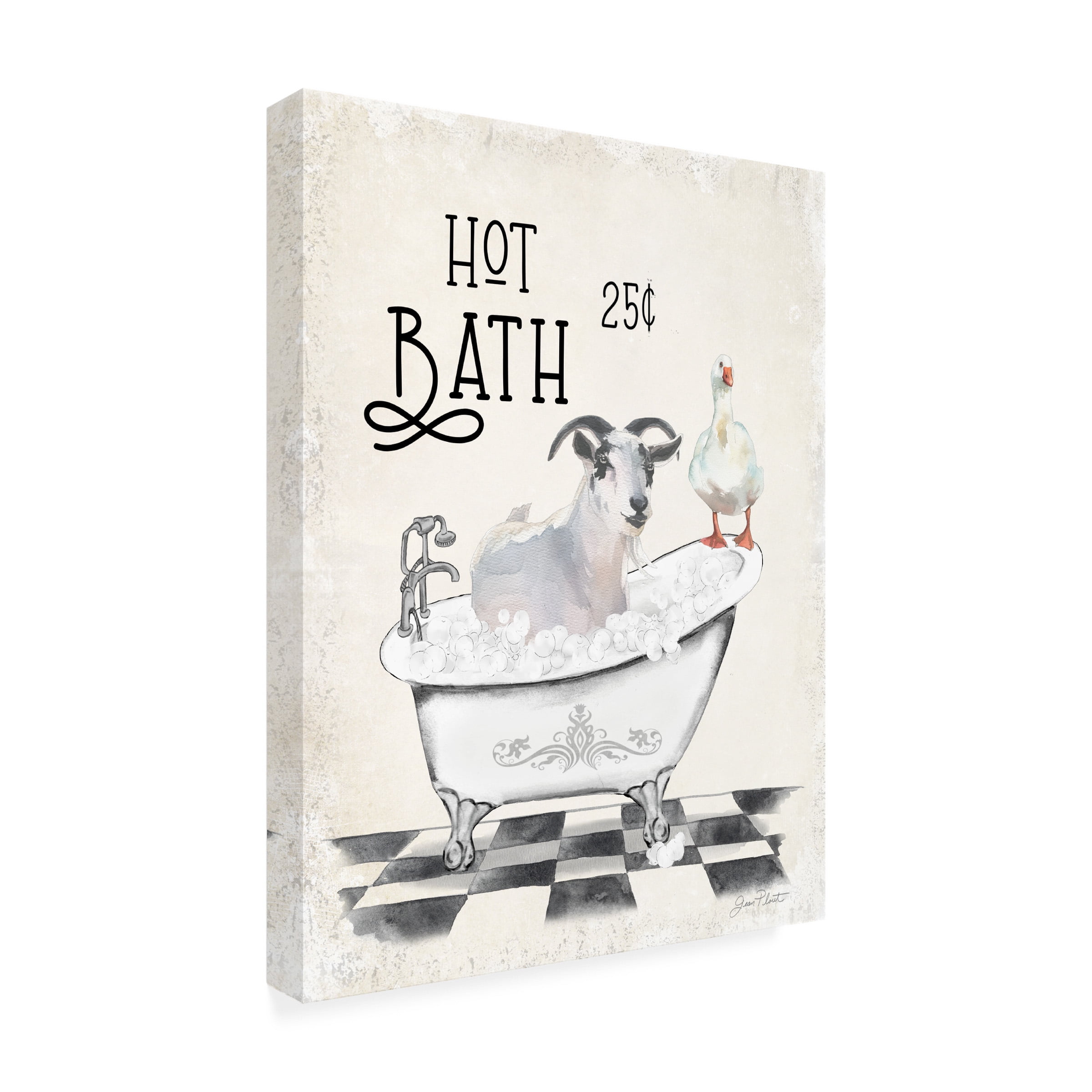 Canvas Wall Art - Jean Plout 'Farm Animals Bath D' Wall Art for Living Room, Bedroom, or Office DÃ©cor by Trademark Fine Art - 18 x 24 Inches