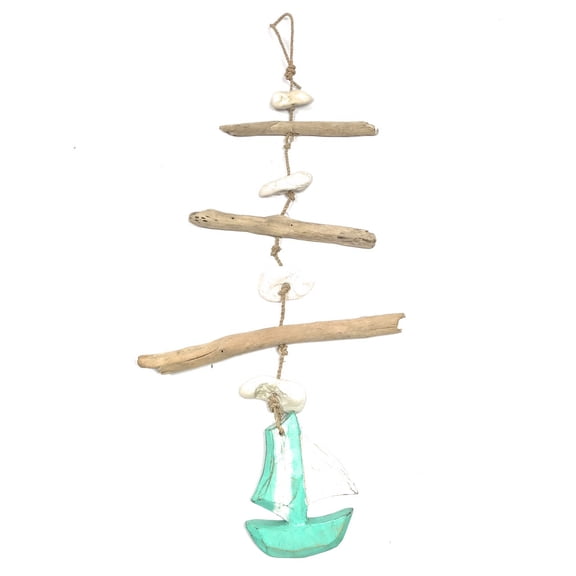Driftwood Garland w/ Boat 20" Turquoise - Rustic Cottage Accents | #lis3101250