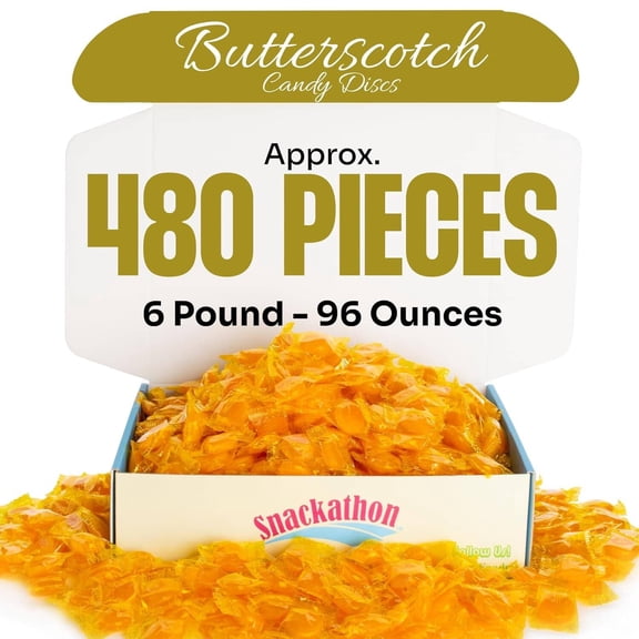 Snackathon Butterscotch Hard Candy, Individually Wrapped Discs, 6 lb (480 Pieces)