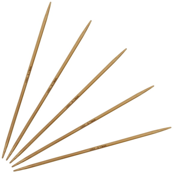 JubileeYarn 5" Double Point Bamboo Knitting Needles Set - 2.75mm - Carbonized Brown