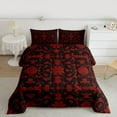 thumbnail image 2 of jejeloiu Retro Damask Flower Queen Comforter Set,Bohemian Floral Bedding Sets,Red Black Bedding Comforter Set For Men Women,Breathable Home Decor Reversible,3-Piece, 2 of 8