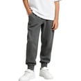 thumbnail image 2 of THDHVS Pants for Boys,Solid Knit Sweatpants Cuffed Hem School Casual Sports Wear for Kids Spring Fall,Boys Sweatpants,Dark Gray 14-15 Years, 2 of 9