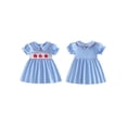 thumbnail image 2 of BemeyourBBs Toddler Girls Back to School Dress Outfit Kids Kindergarten Dress Outfits Apple Embroidery Peter Pan Doll Collar Short Sleeve Dress Little Baby Girl Summer Casual Dress, 2 of 9
