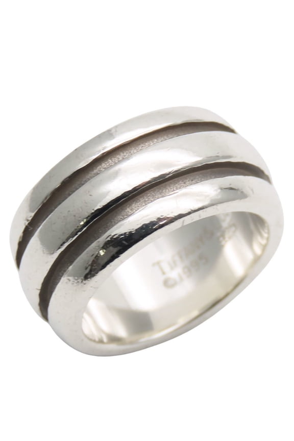 Pre-Owned Tiffany & Co. Grooved Double Line Ring, 925 Sterling Silver, Women's,... (Good)