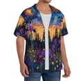 thumbnail image 2 of Sikiie Cosmic Irises At Twilight Men's Cuban Shirt, Hawaiian Shirts, Business Casual Button Down Shirts, Short Sleeve Shirt-Large, 2 of 5