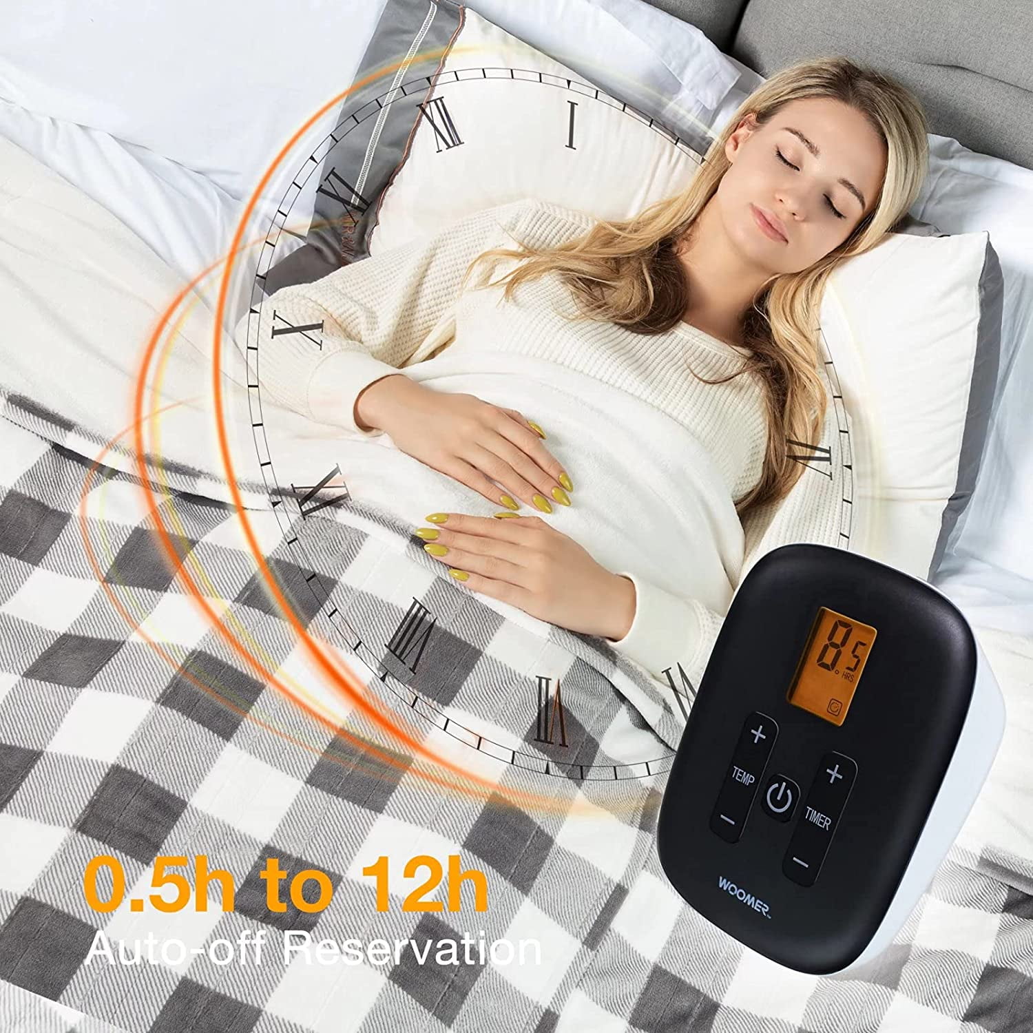 Queen Size 84 x 90 Electric Heated Throw Blanket Dual Controllers 10 Heat Levels 0.5 12H Auto Off Fast Heating Over Heat Protect Machine