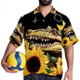 thumbnail image 4 of Crocodile Starry Sky Sunflower Men's Short Sleeve Hawaiian Beach Shirt Casual Printed Button Down Summer Unisex Casual Shirt, 4 of 6