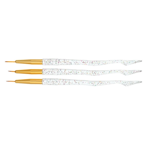 Unique Bargains Nail Art Brushes 3 Pcs Nail Design Tools Kit Nail Liner Brush Gold Tone Handle