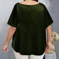 thumbnail image 4 of CHUMUD Womens Plus Size Satin Tops Short Sleeve Crew Neck Blouse Loose Fitted Casual Tee Trendy Spring Summer Outfits, 4 of 6